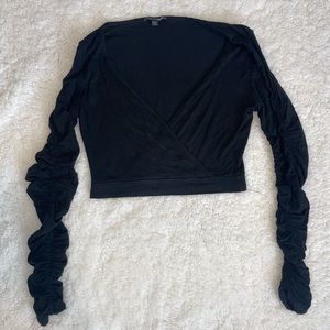 Plunging v neck cropped long sleeve